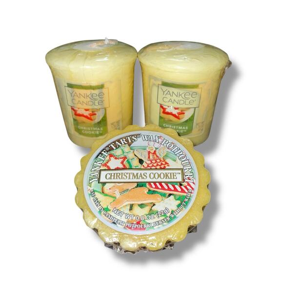 Yankee Candle Christmas Cookie Votive Candles Tart Retired Sealed Rare Lot of 3 - Picture 2 of 8